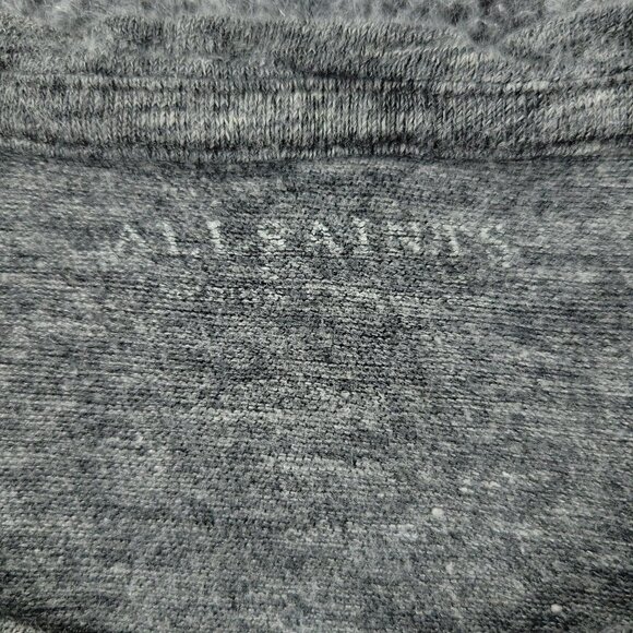 AllSaints Shirt Women's Medium Gray Faxley Crew Neck Short Sleeve Stretch Linen - Picture 10 of 13